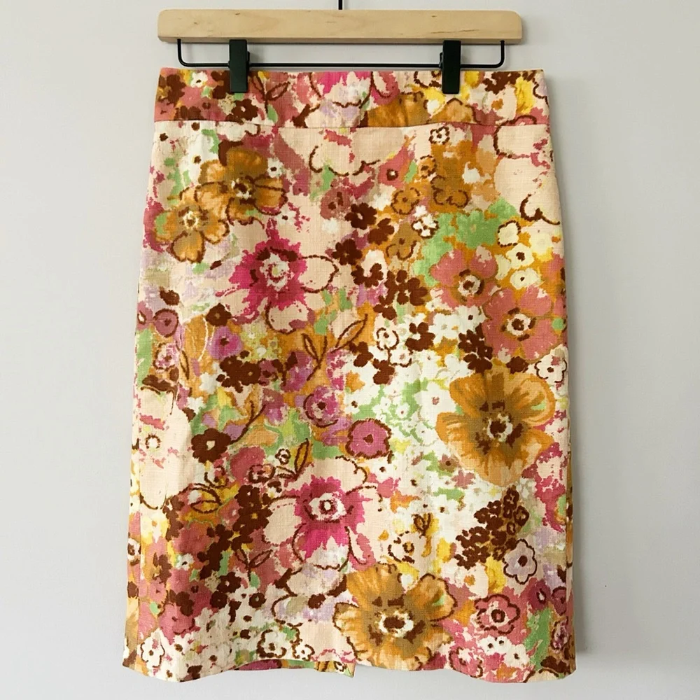 J.Crew, Watercolor Floral Pastiche Pencil Skirt, EUC, Size 4